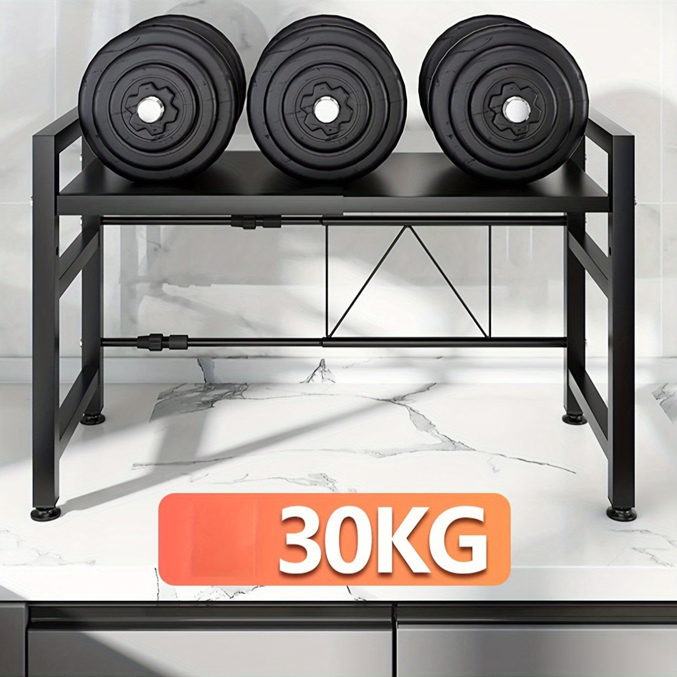 Retractable Microwave Stand with Storage and Hooks for Countertops