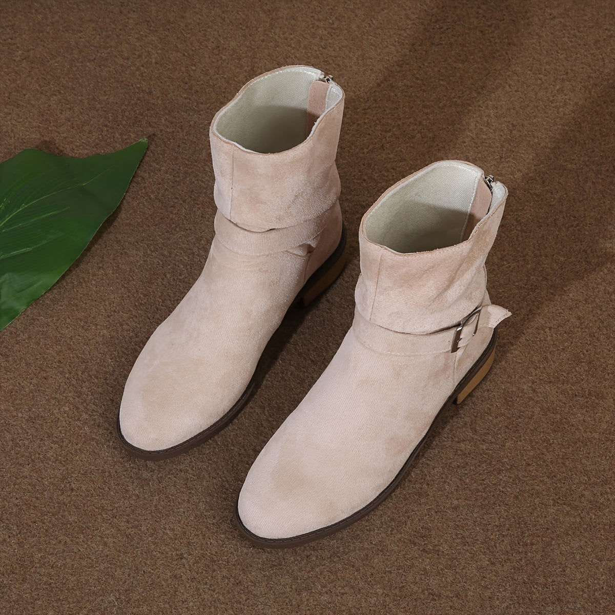 Women's Fleece-Lined Mid-Calf Boots Chunky Heel Side Zipper Casual