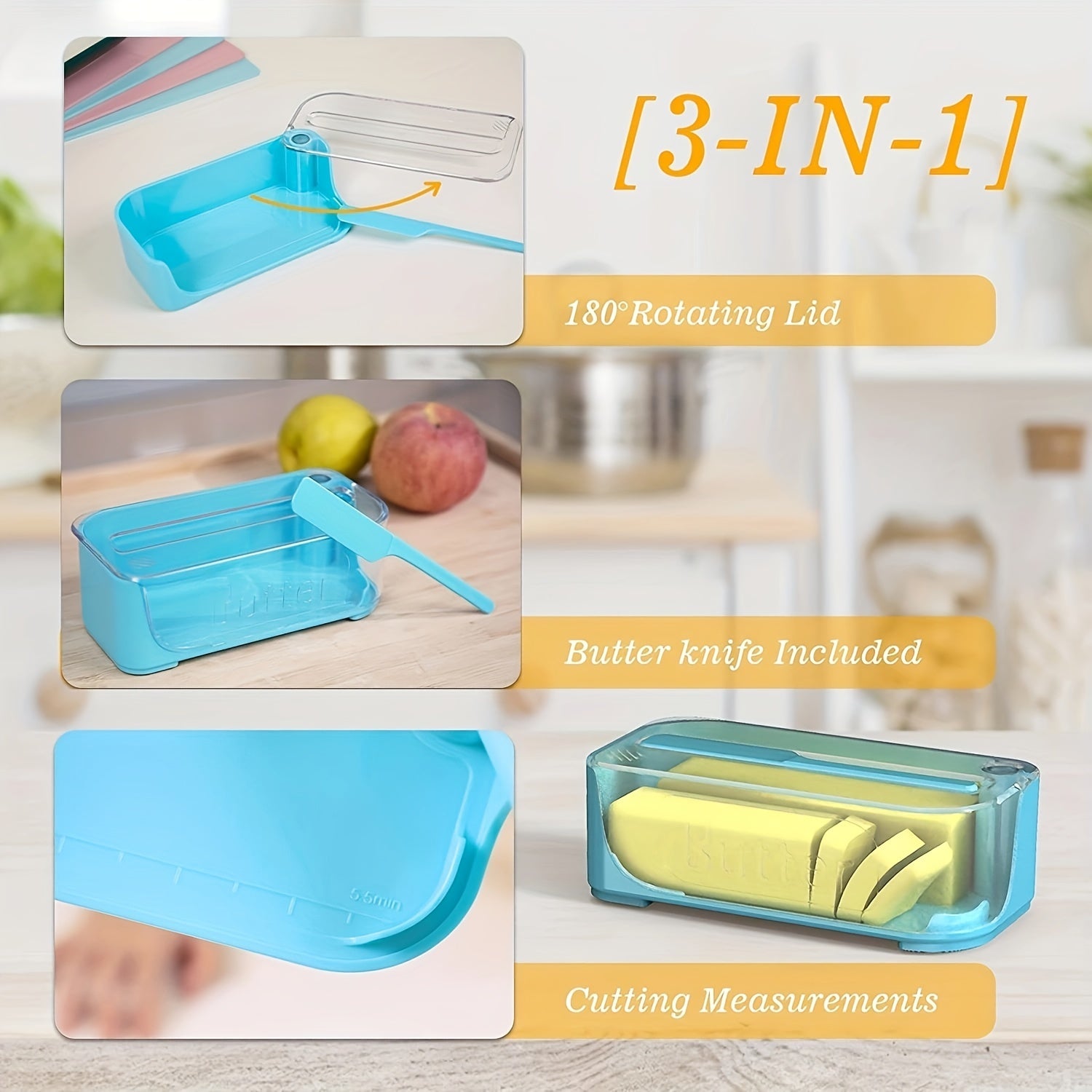 Butter Dish with Cutter and Transparent Cover Kitchen Creative Container