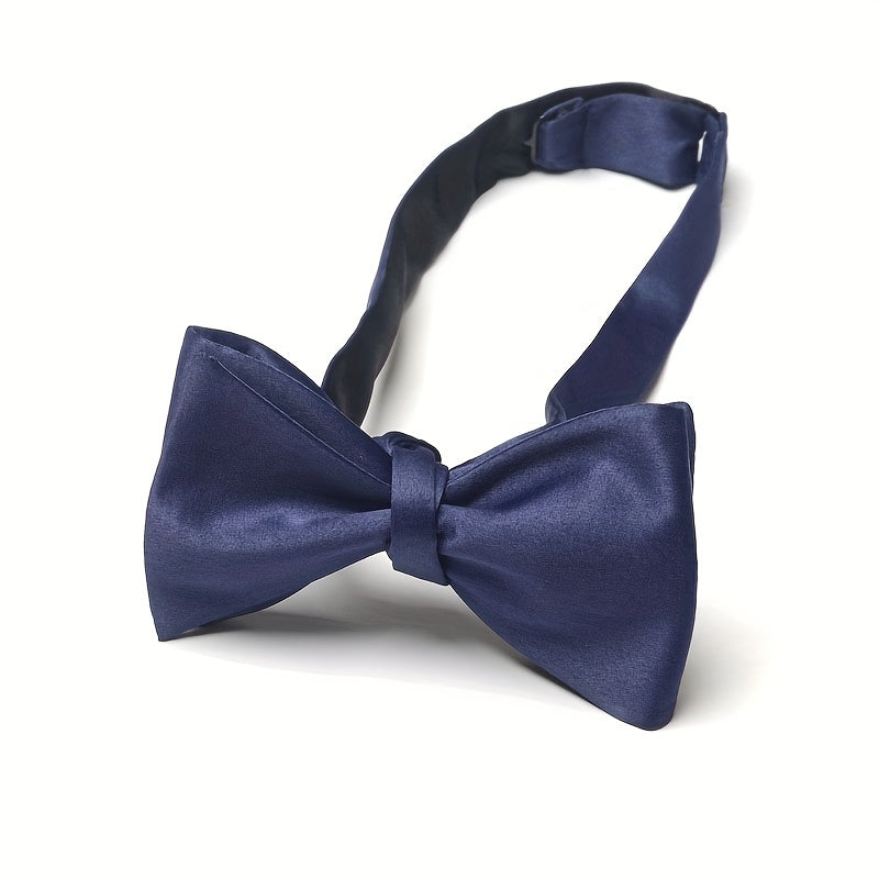 Men's Bow Tie for Weddings and Formal Events Black Satin Adjustable Accessory