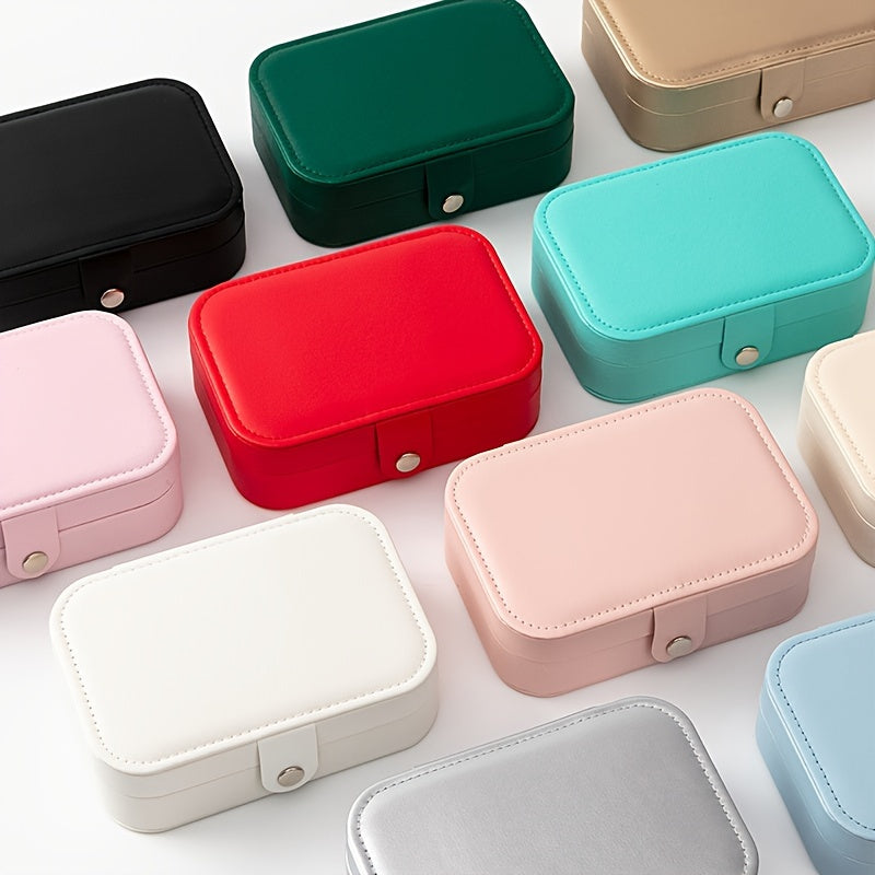 Caja organizadora de joyas de cuero sintético con exhibición ajustable y removible para viajes y almacenamiento