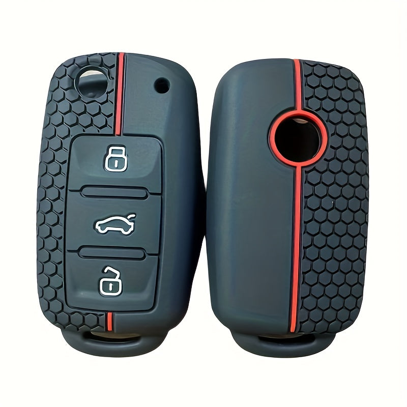 Car Key Cover Silicone for Golf Jetta Yeti Rapid Seat Leon Ibiza 3 Button