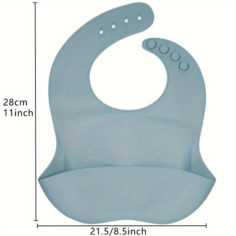 Baby Silicone Bibs Solid Colors Waterproof Adjustable Soft BPA-Free Food Catcher