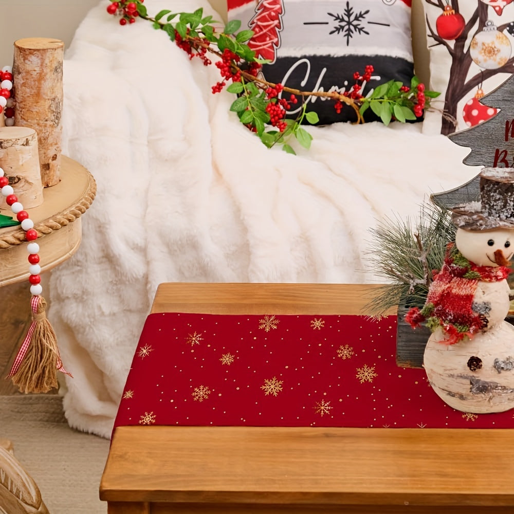 Caminador de mesa de lino con árbol de Navidad rojo para uso en interiores y exteriores 1 pieza