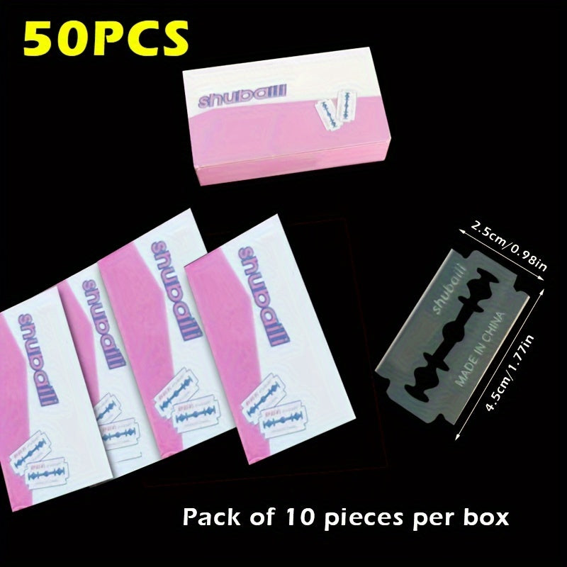 Мужские лезвия для безопасного бритья с двойным лезвием, упаковка 50 или 100, из углеродистой стали