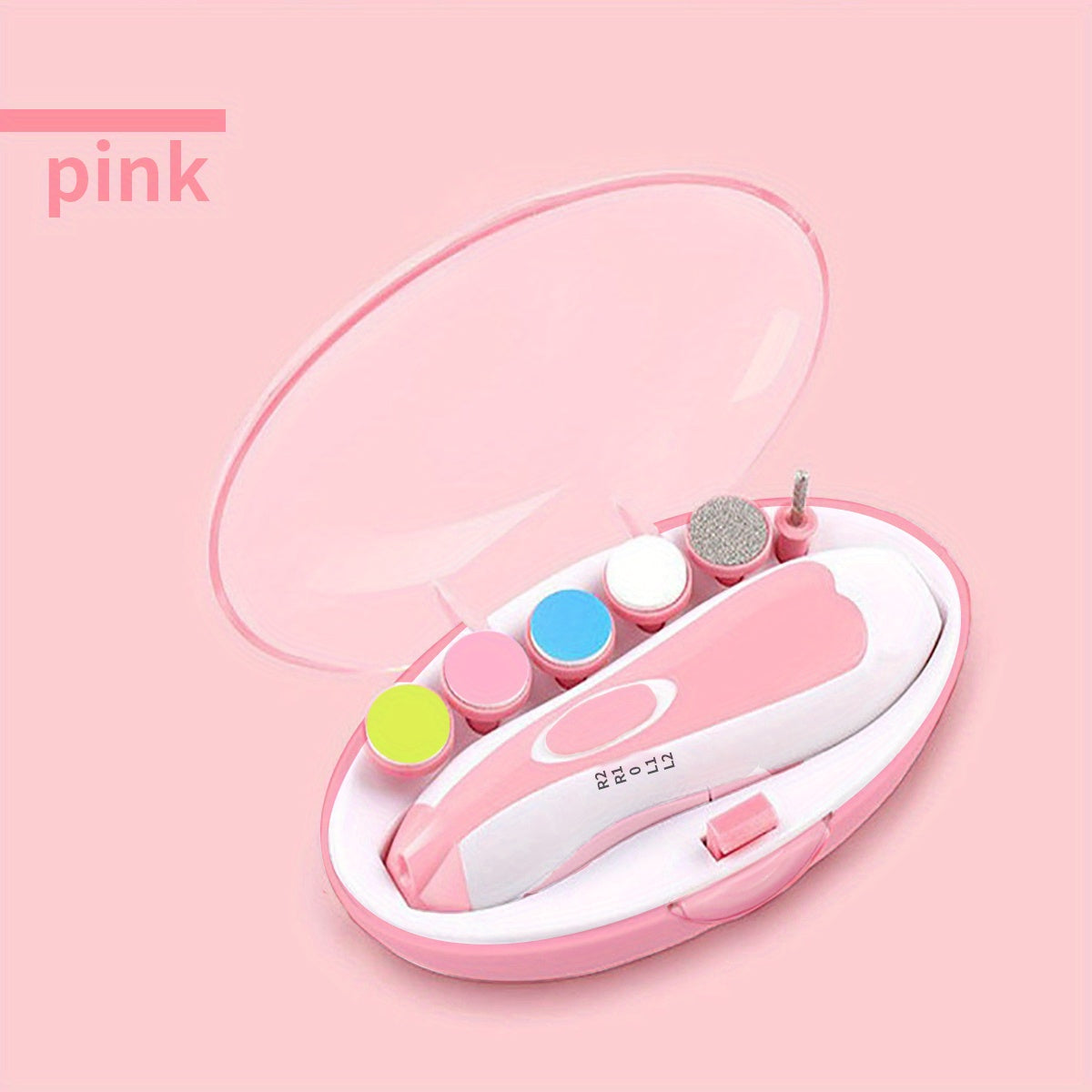 Kids Electric Nail Care Set with Nail Clippers and Sharpener Pink Blue