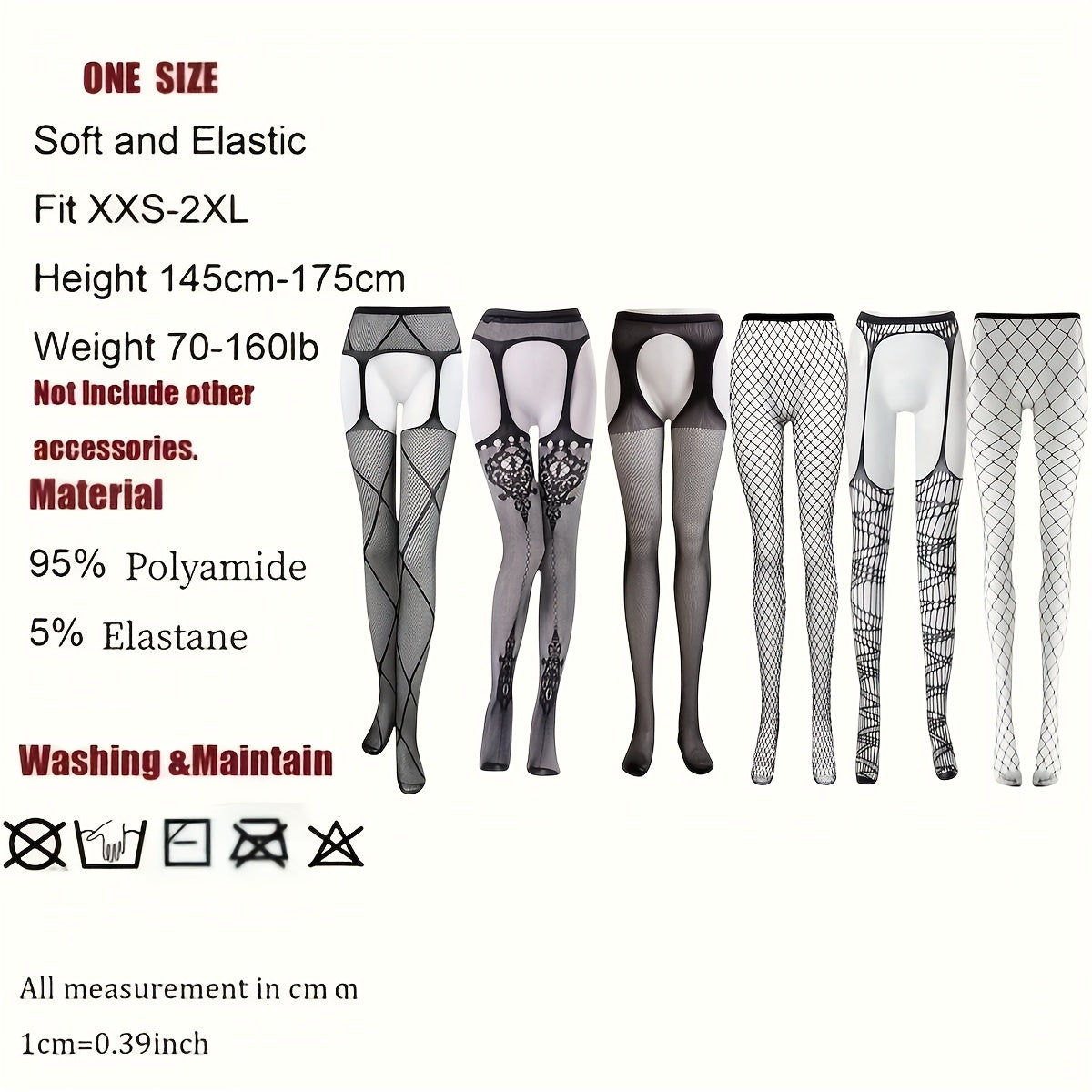 Women's Large Fishnet Pantyhose Set with Garter Belt and Suspender