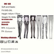 Women's Large Fishnet Pantyhose Set with Garter Belt and Suspender