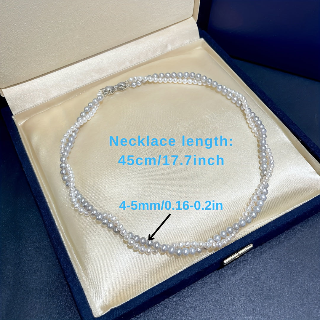 Freshwater Pearl Necklace Double Layer Natural Stone Elegant Jewelry for Weddings and Holidays