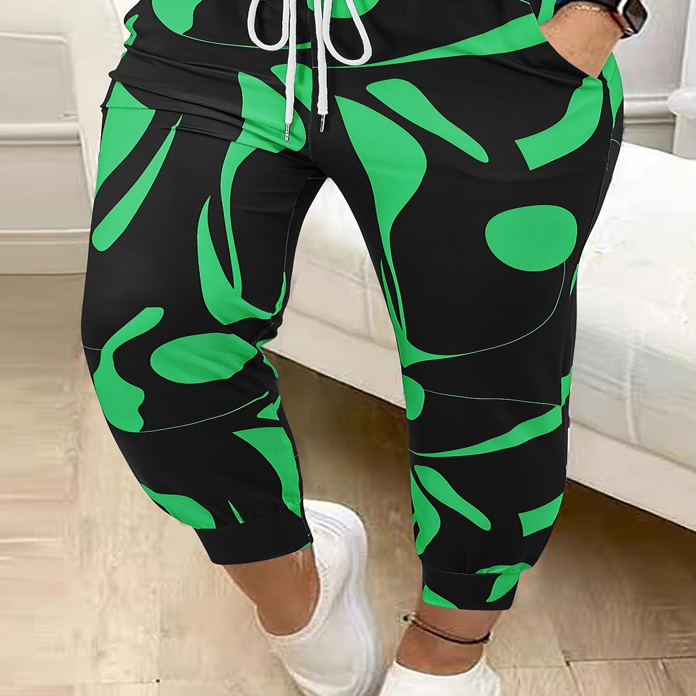 Women's Plus Size Harem Pants Polyester Elastane Casual Drawstring