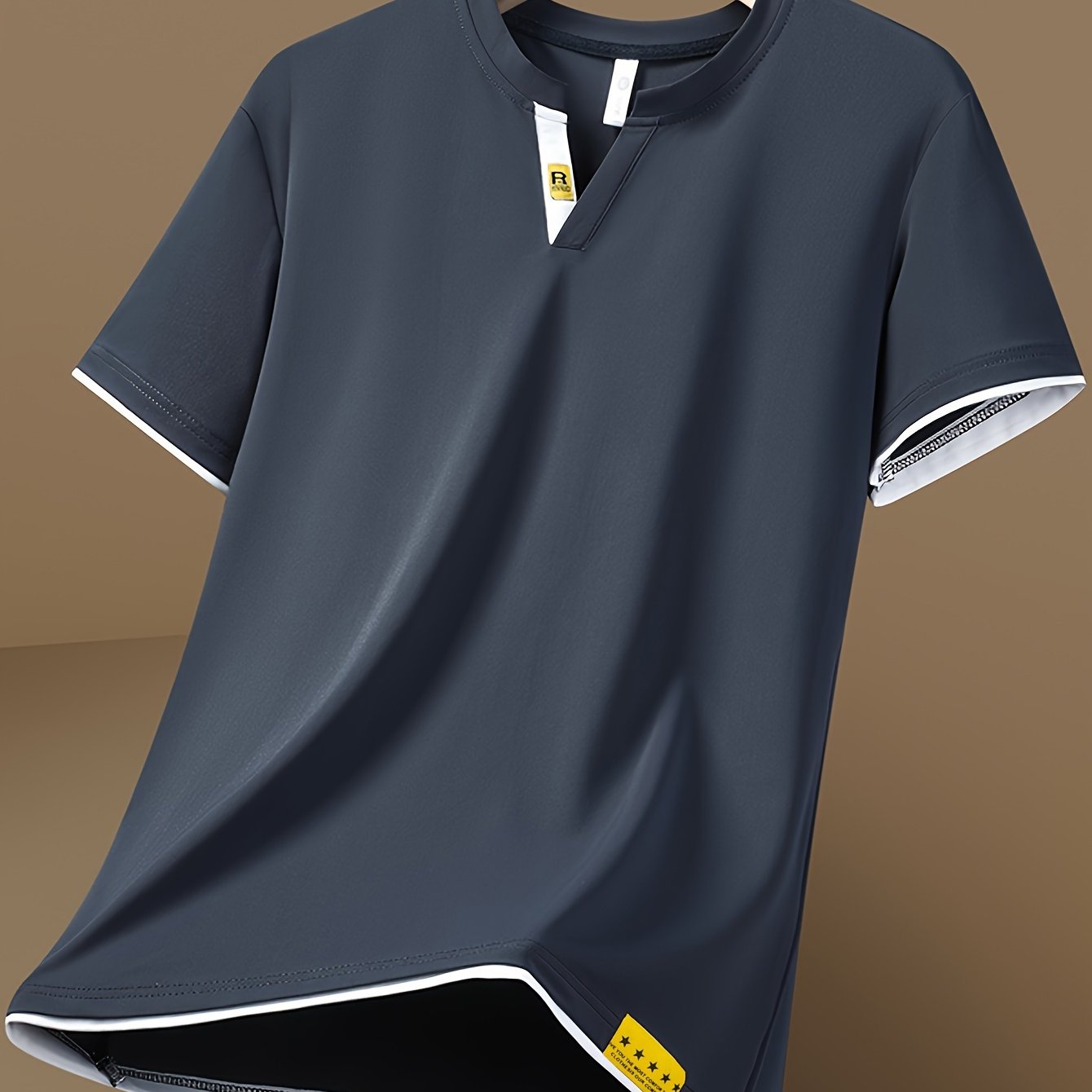 Мужская футболка с V-образным вырезом и коротким рукавом, однотонная, повседневная одежда для отдыха на природе