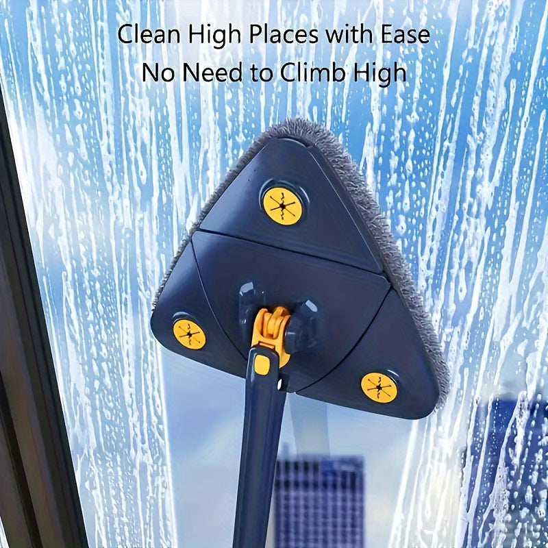 Triangular 360° Rotating Mop with Long Handle for Wet and Dry Floor Cleaning