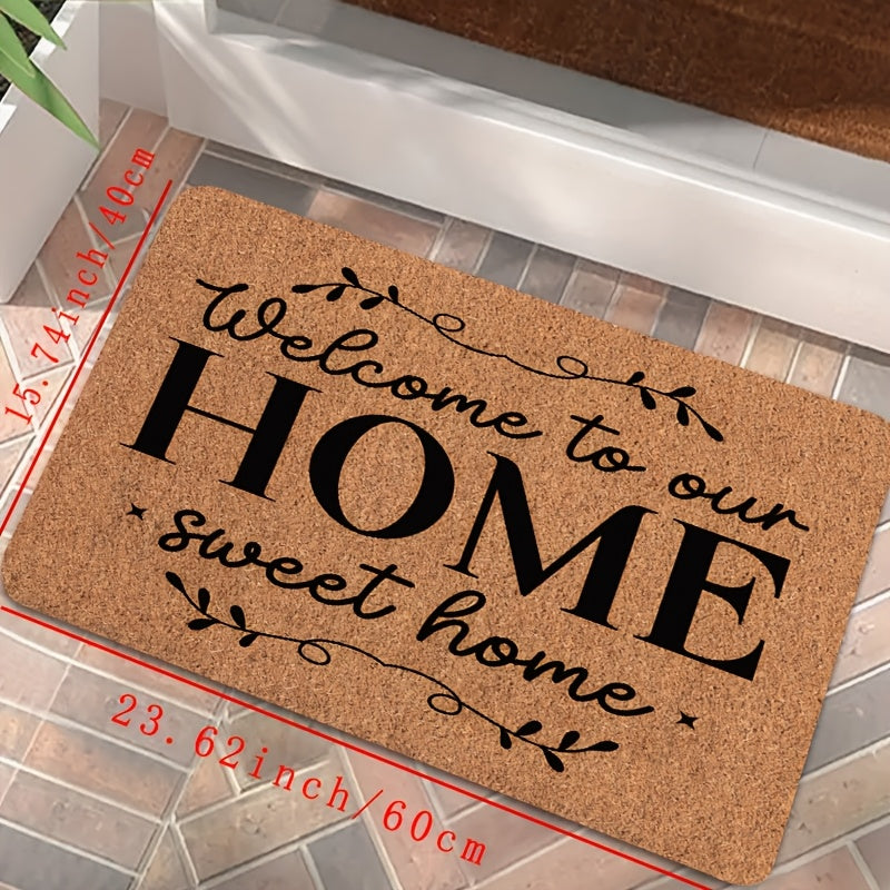 Bizning Sweet Home Doormat'imizni taqdim etamiz: Yengil polyester gilam, sirpanmaydigan orqa qismi, yuvish oson, uyingizdagi har qanday xona uchun ideal, masalan, kirish, yashash xonasi, yotoqxona, hammom, yo'l, oshxona yoki old eshik bezagi.