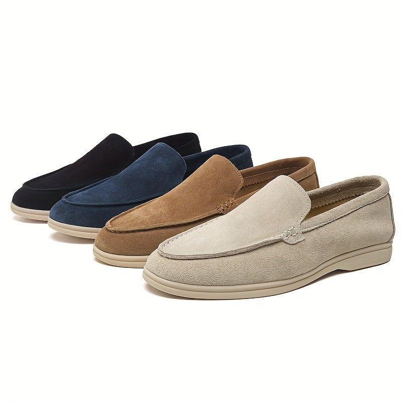 Men's Microfiber Synthetic Leather Slip-On Loafers Casual Breathable Round Toe for Spring Fall