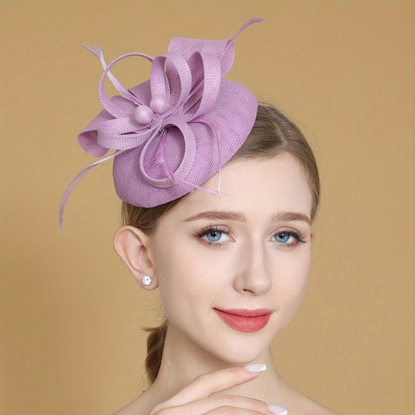 Retro Style Headband with Faux Feathers and Ribbon Knot for Weddings and Events