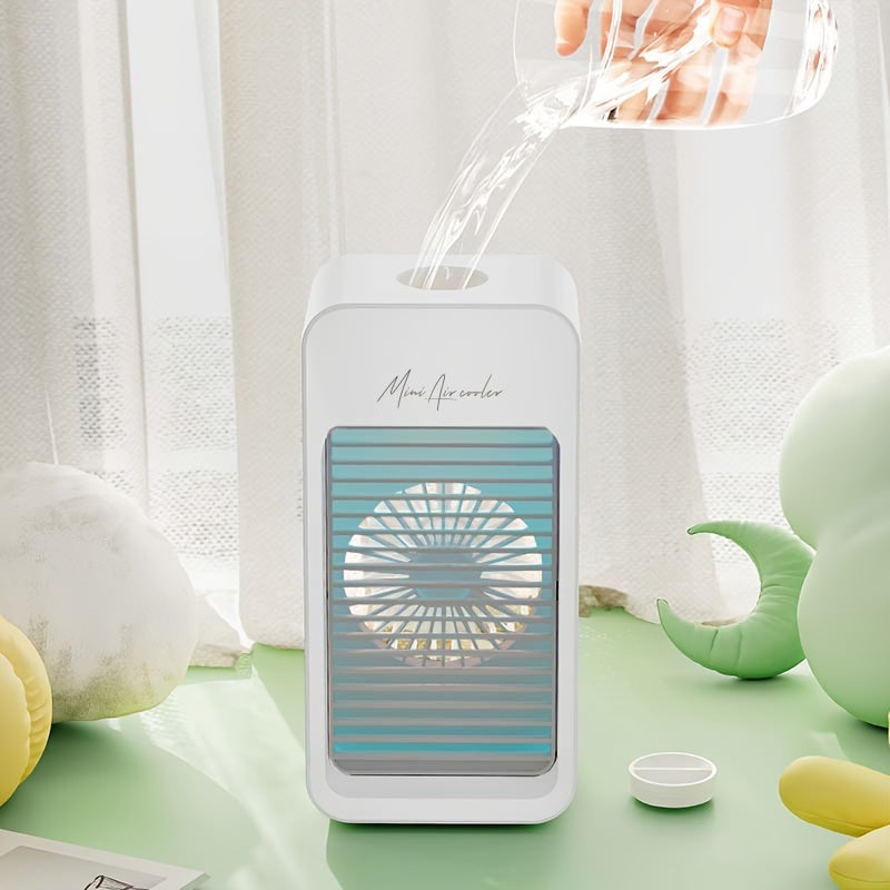 Portable Evaporative Air Cooler Fan with 4 Speeds Quiet Humidifier USB Battery Powered Rechargeable Lithium Adjustable Head for Home Office Camping