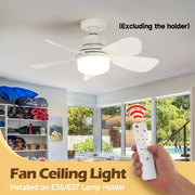 E27 E26 Socket Ceiling Fan Light with Remote 41.91cm Screw Fan 5 Blades 3 Speeds Dimmable LED