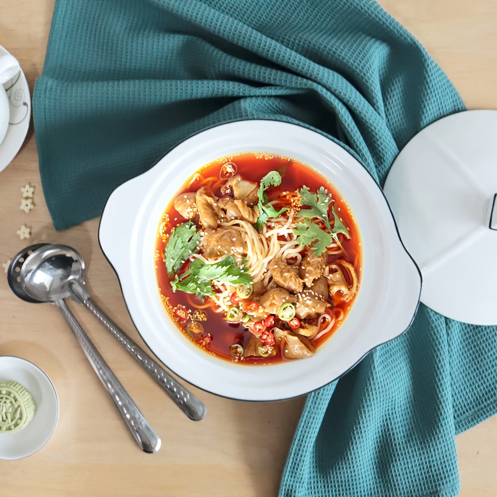 Set of 3 Large Kitchen Towels in Green Plaid and Striped Waffle Weave 45x65 cm