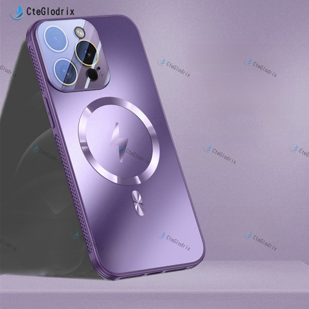 Titanium Metallic Matte Phone Case for iPhone Shockproof Wireless Charging Camera Lens Protection