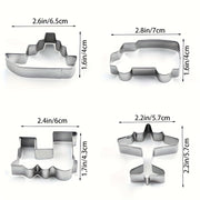 Set of 4 Transportation Vehicle Cookie Cutters for Baking Cookies and Pastries