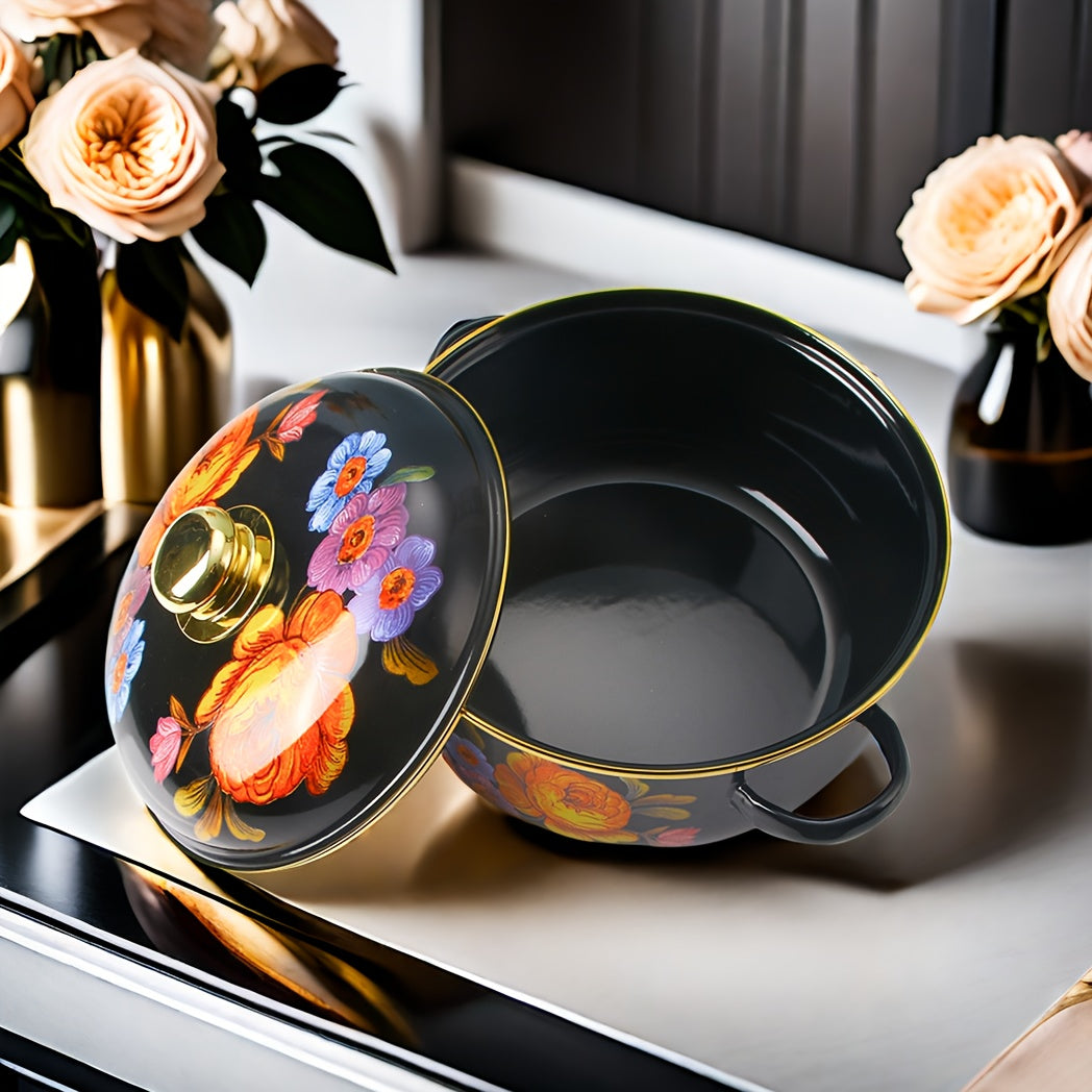 Olla de esmalte multiusos, gran capacidad, adecuada para cocinas de gas y eléctricas