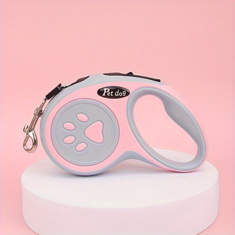 Прочный полиэстеровый выдвижной поводок для собак с дизайном в виде следов лап, идеален для собак. Легко использовать и хранить.