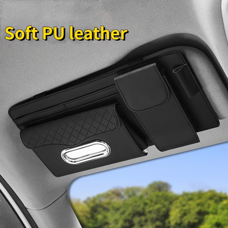 Organizador universal para visera de coche de cuero PU con soporte para tarjetas y bolígrafo