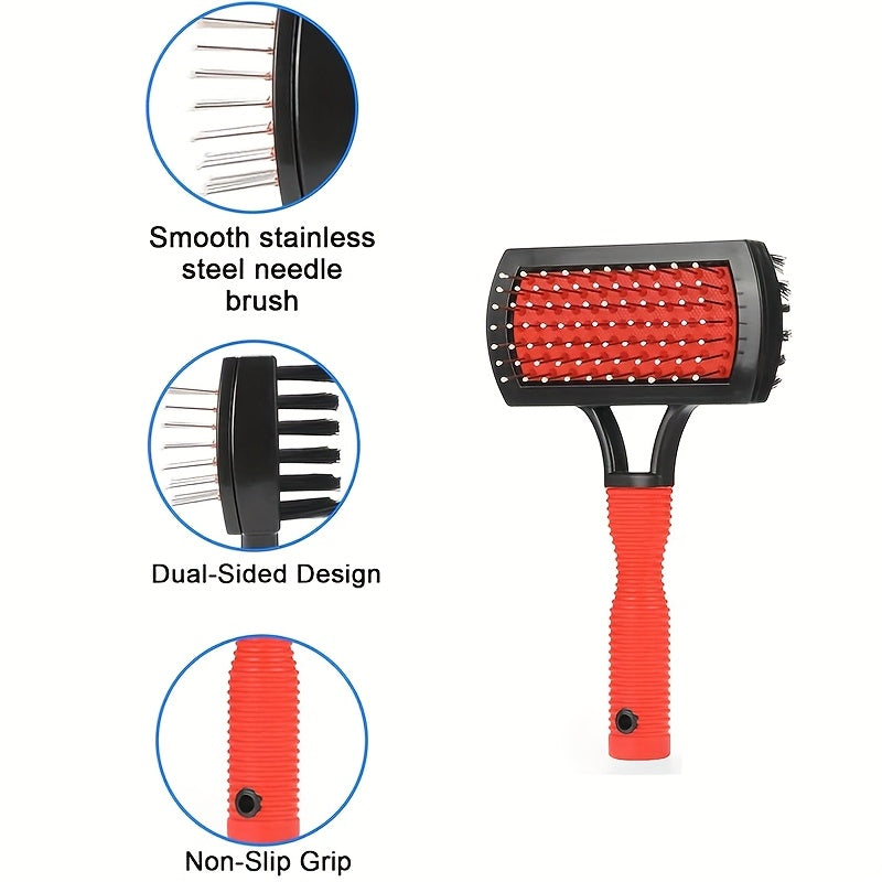 Flexible Plastic Air Conditioner Fin Cleaning Brush with Ergonomic Red Handle