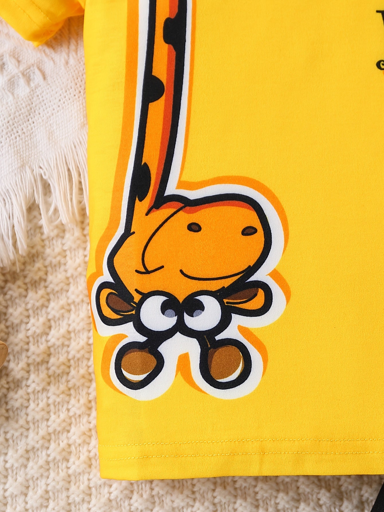 Boys' Summer Outfit Set Polyester T-Shirt and Shorts Cartoon Lion Breathable Knit Age 12 and Under