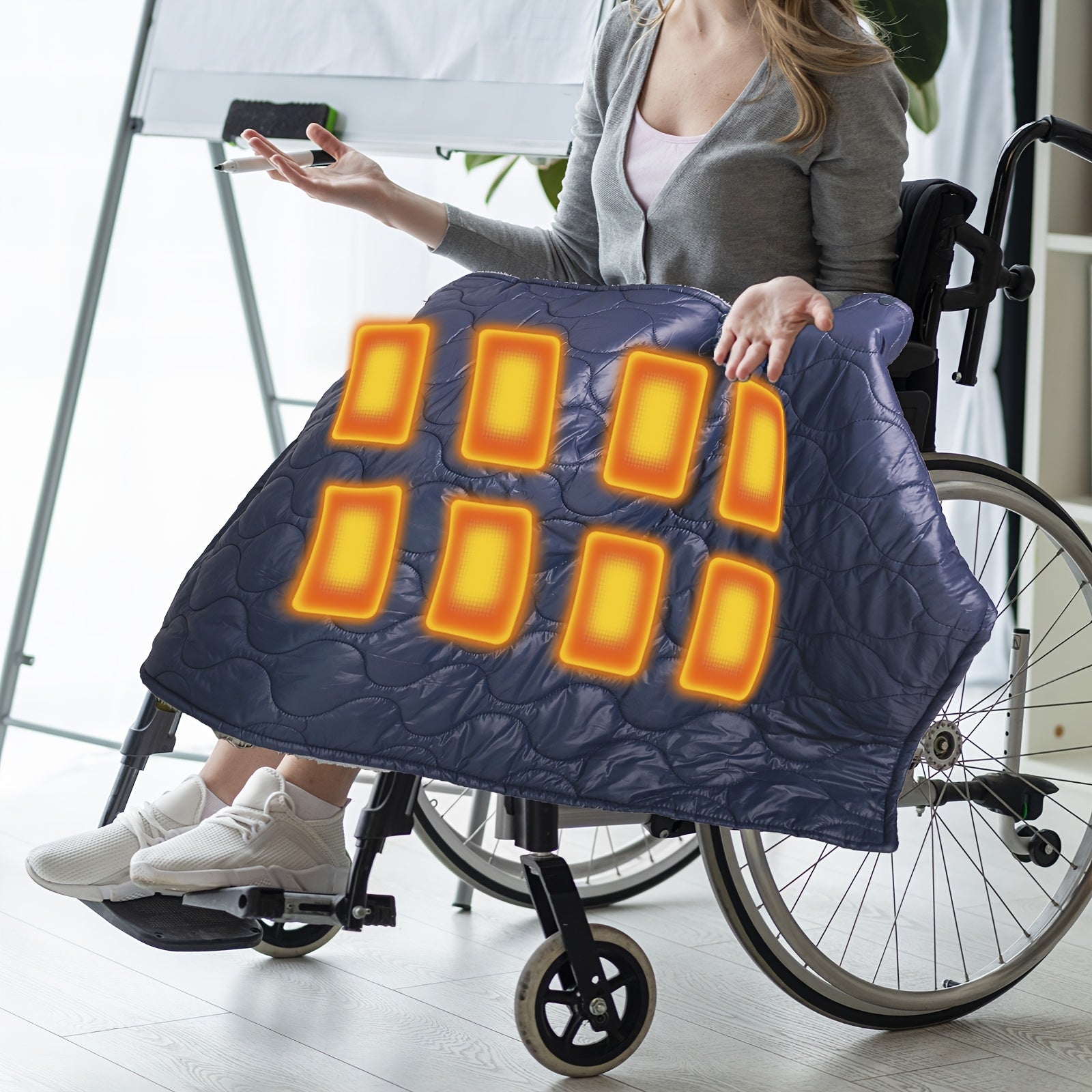 Portable USB Heated Shawl Blanket Wearable Fleece Throws for Travel Camping