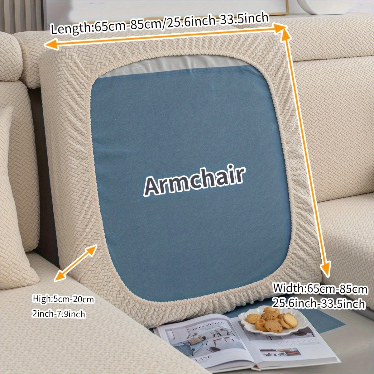 Checkered Pattern Polar Fleece Sofa Cover Boho Style Stretch Fabric Stain and Pet Scratch Protection