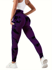 High Stretch Tie-Dye Seamless Tummy Control Gym Leggings for Yoga