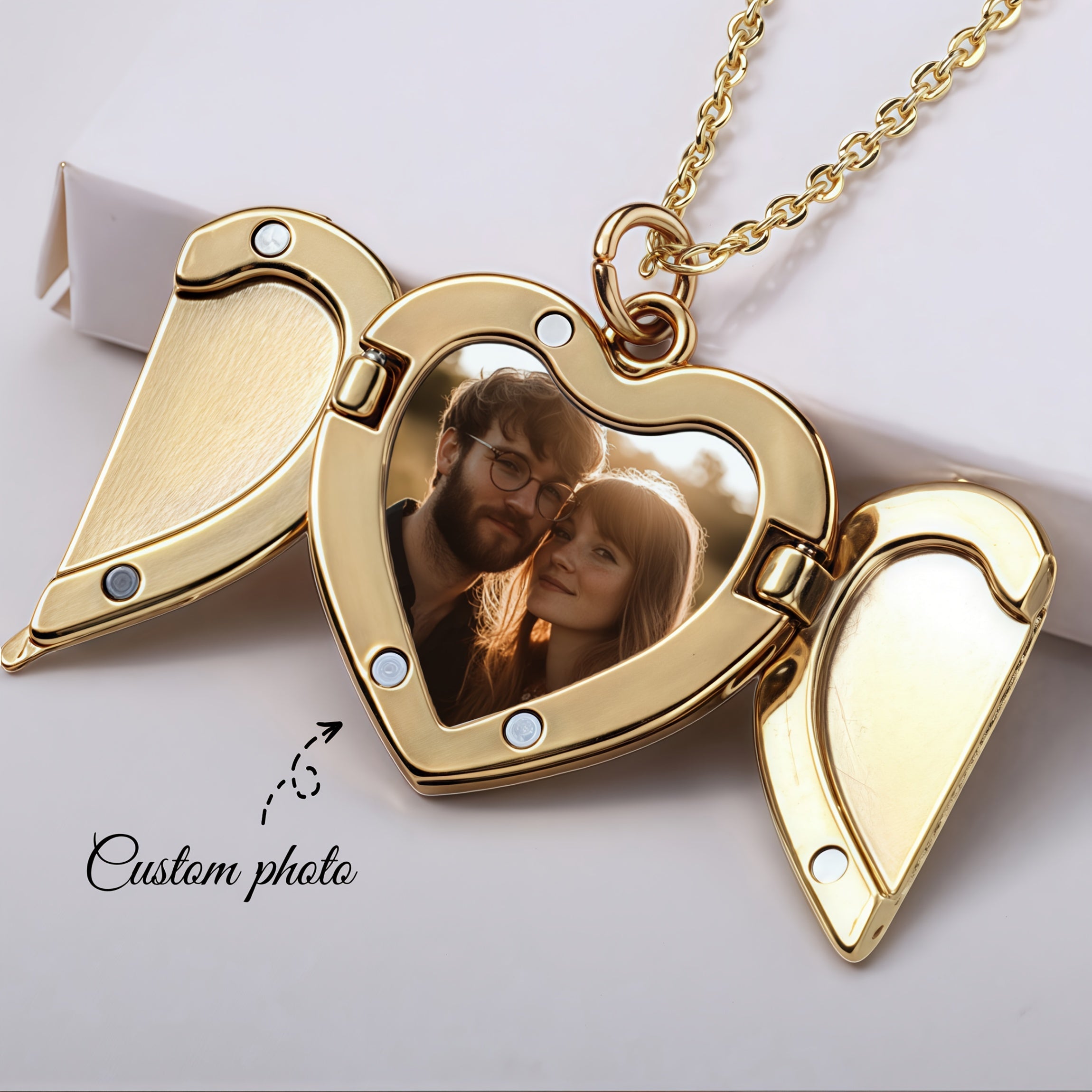 Heart Pendant Necklace with Custom Photo Print Valentine Gift for Couples Alloy Jewelry