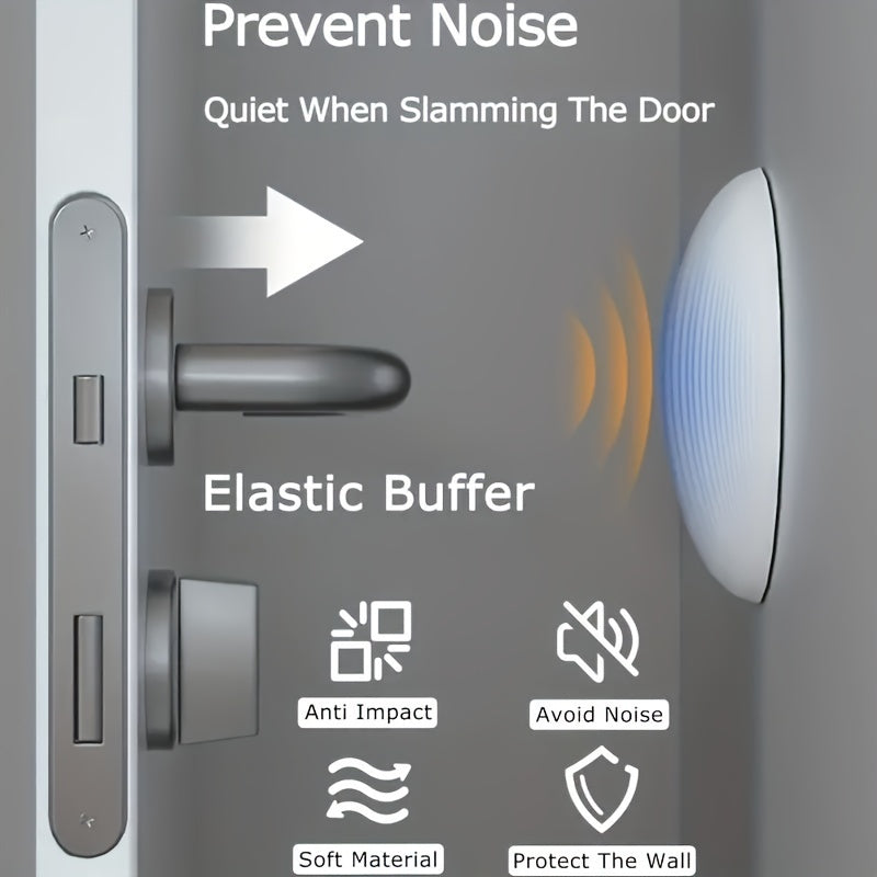 4 ta oq PVC dumaloq eshik tutqichlari uchun himoya to'plami, to'qnashuvlarni oldini olish uchun kuchaytirilgan bumper padlar, devorlar uchun mos, o'z-o'zidan yopishqoq stikerlar, quvvat talab qilinmaydi