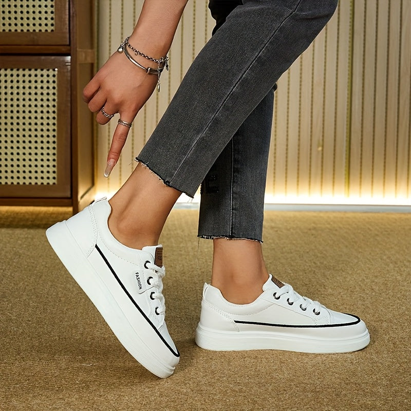 Women'S Casual Lightweight Skateboard Sneakers Low Top Breathable Fabric