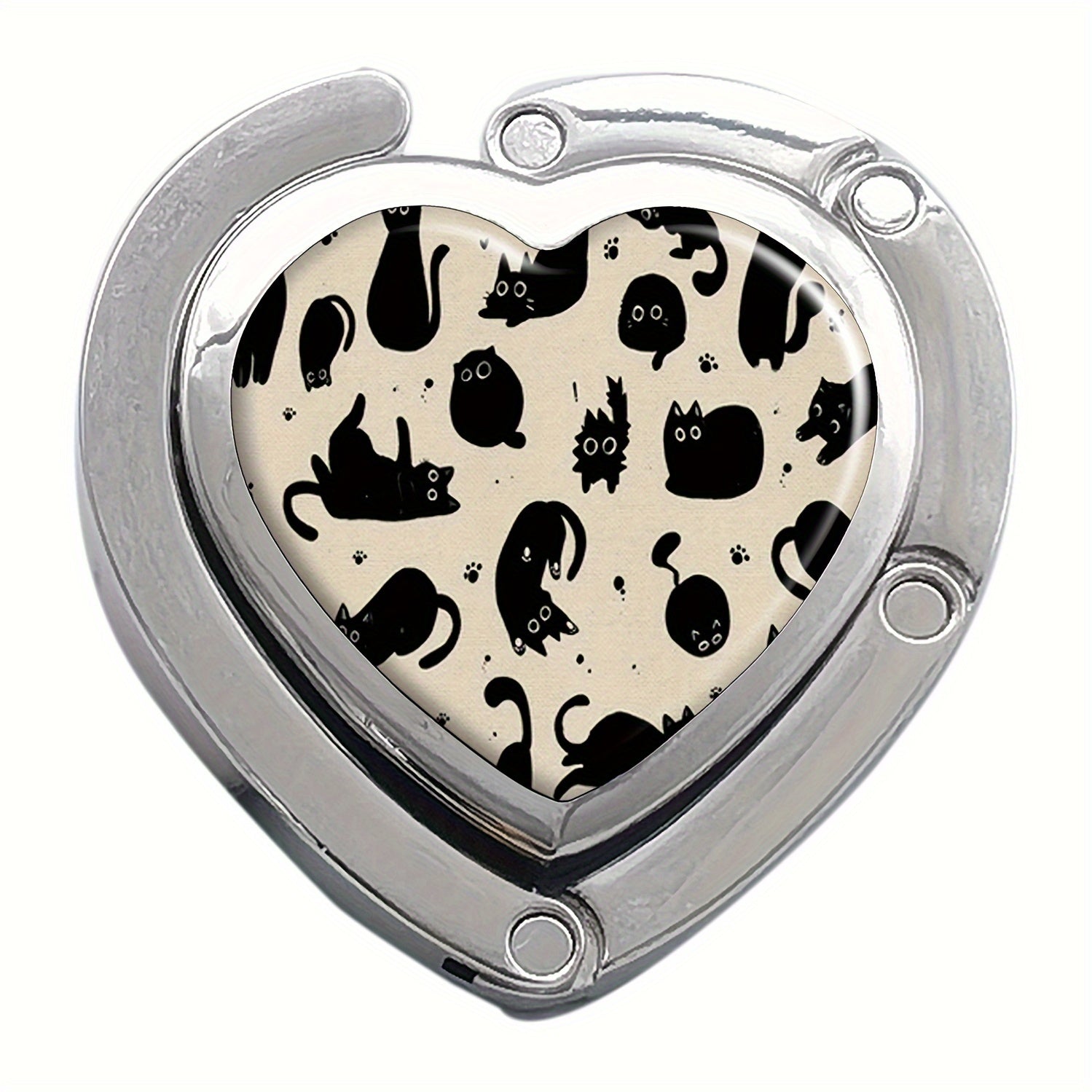 Yurak shaklidagi bukiladigan sumka osgichi - Zink qotishmasidan tayyorlangan, zamonaviy vintage uslubida, sumkalar va kalitlar uchun stol usti osgich, sevimli mushuk dizayni bilan.