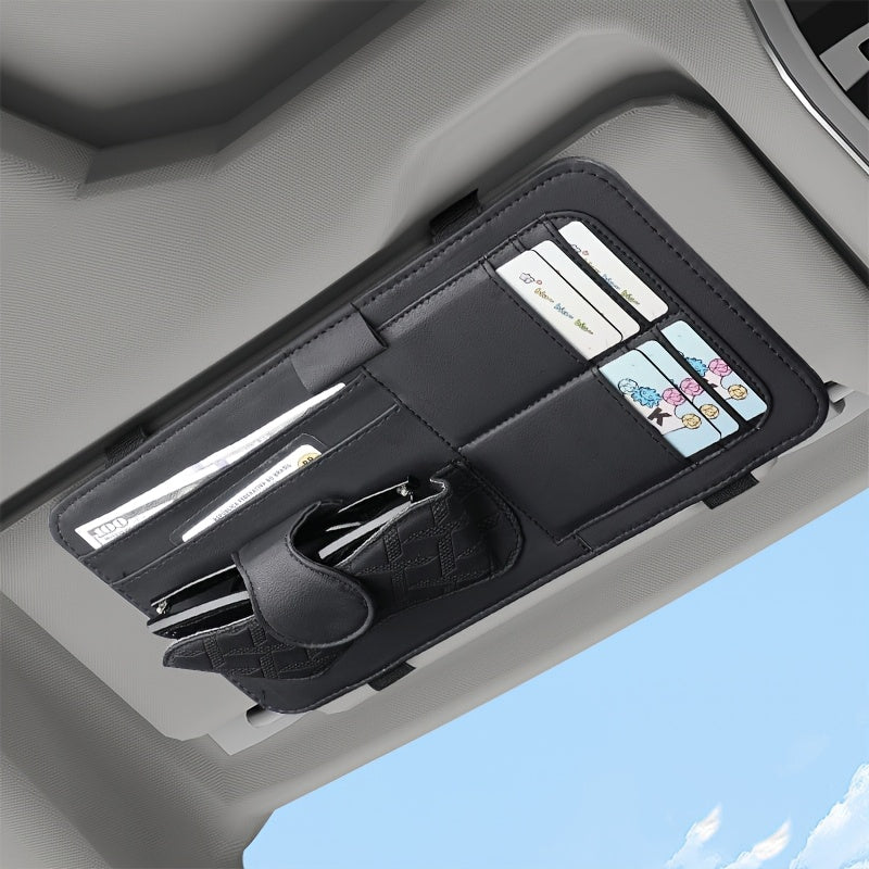 Car Sun Visor Organizer with Glasses, Card and Pen Holders