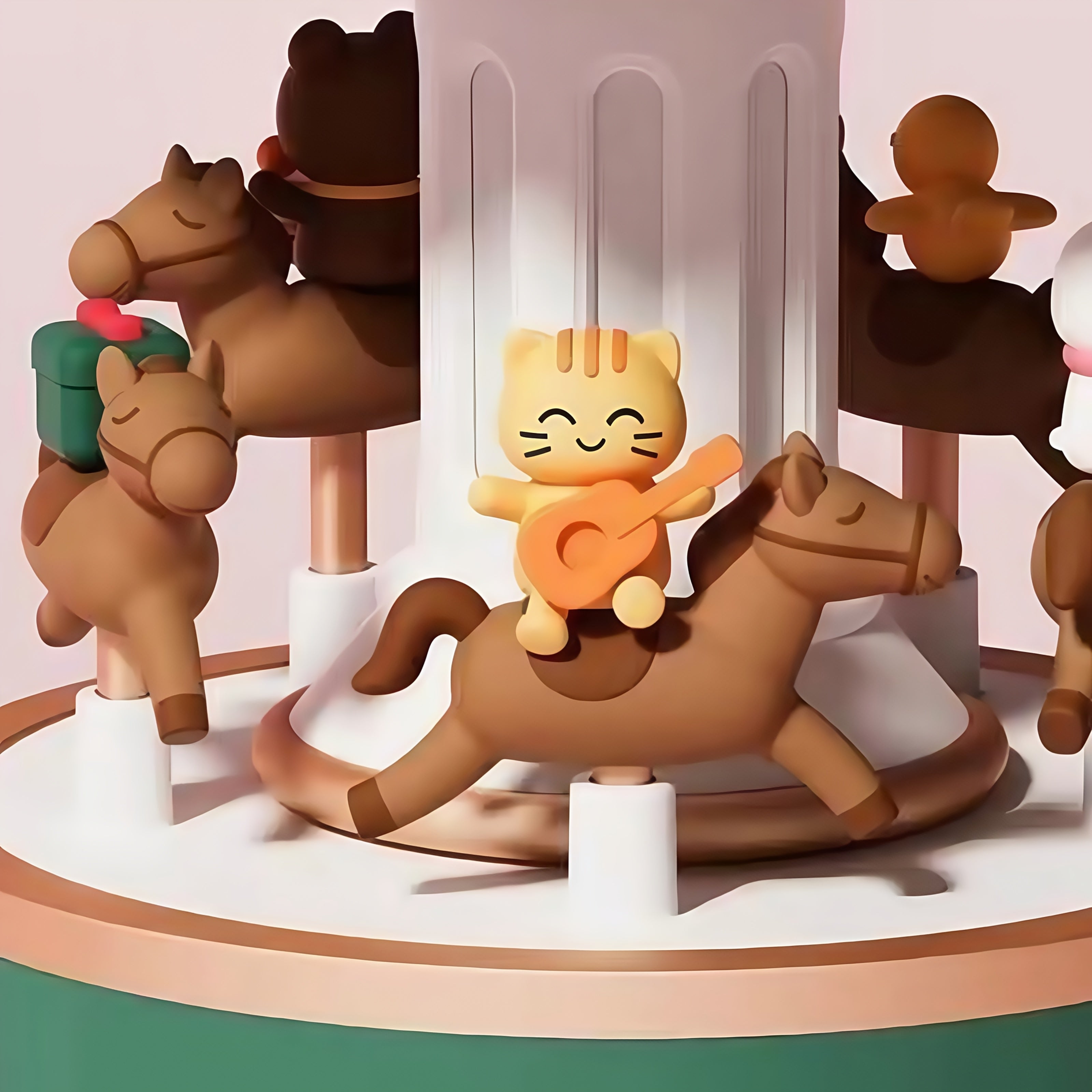 Multfilm karusel musiqa qutisi kechki chiroq, sozlanadigan yorqinlik bilan, qayta zaryadlanadigan USB, sovg'a uchun