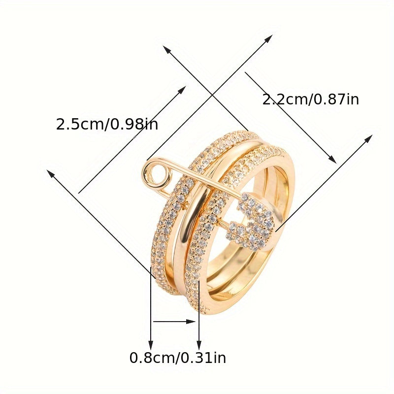 Conjunto de anillos de cobre elegante para mujeres, ajustable, separable