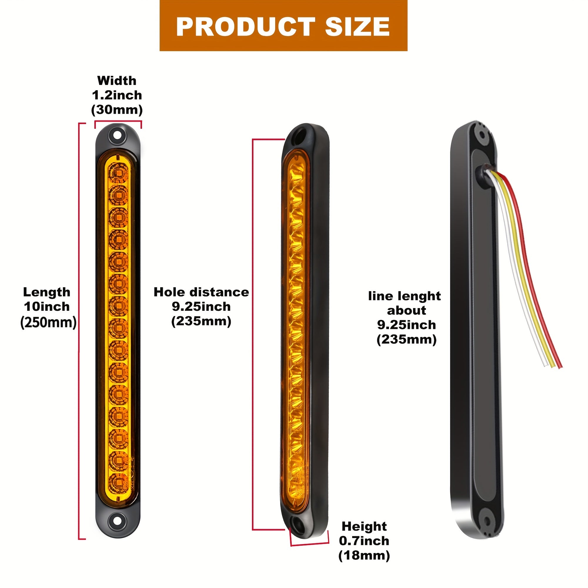 Barra de luz trasera LED universal para camiones, pickup, vehículo 12V 24V, 15 LEDs