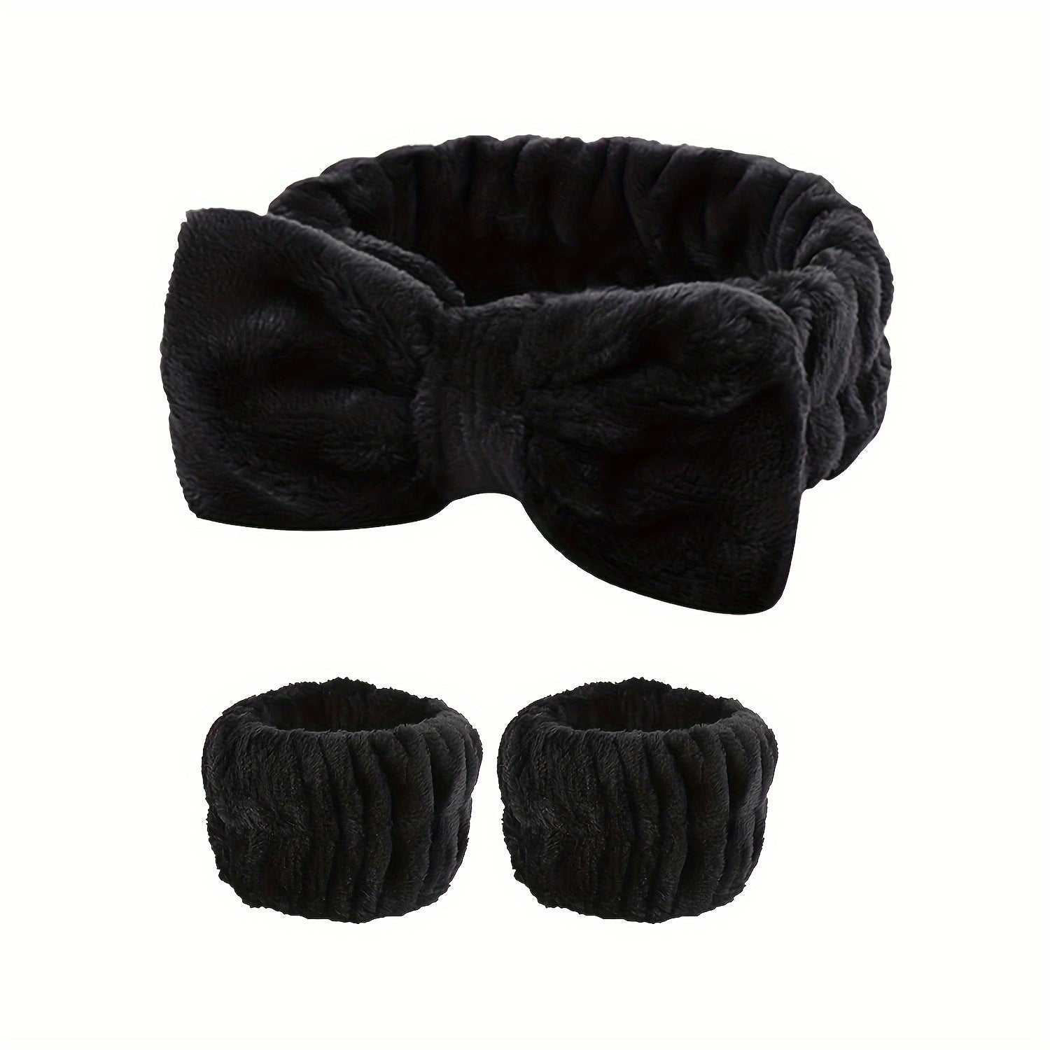 Women Cute Bow Hair and Wristband Set Spa Headbands for Face Makeup