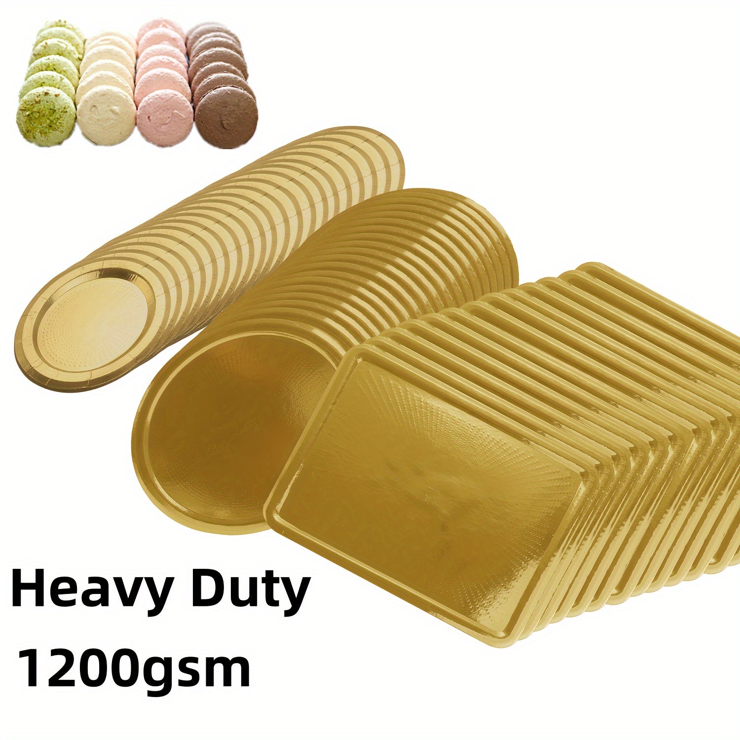10-Piece Disposable Plate Set with Gold Dots for Parties and Events Round or Rectangle