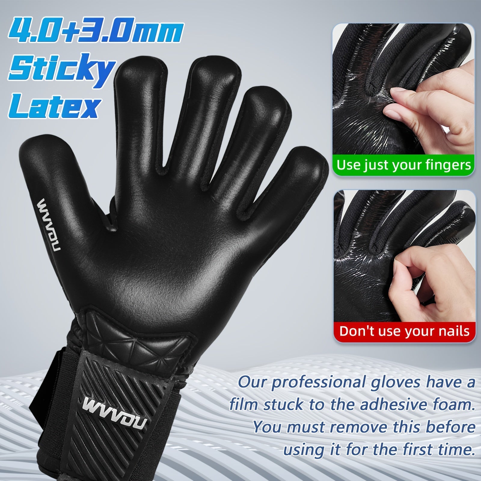Unisex Soccer Goalkeeper Gloves with Detachable Finger Saves and Sticky Latex Palm