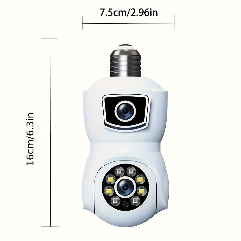 HD PTZ Security Camera with 360° View Motion Detection 2CH Audio Indoor Outdoor E27 Socket