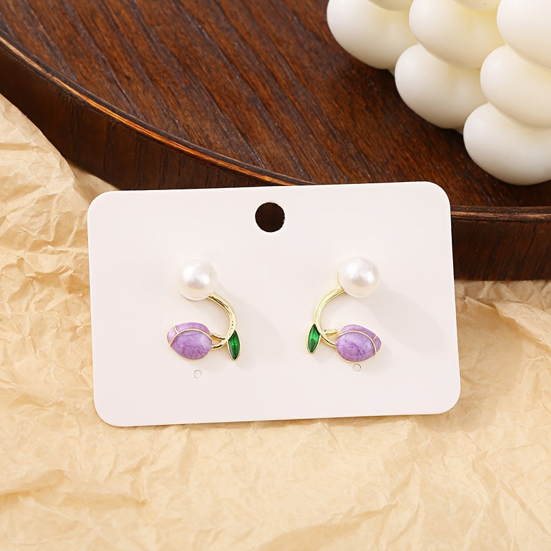 Women's Pearl Tulip Earrings - Trendy, Versatile Jewelry