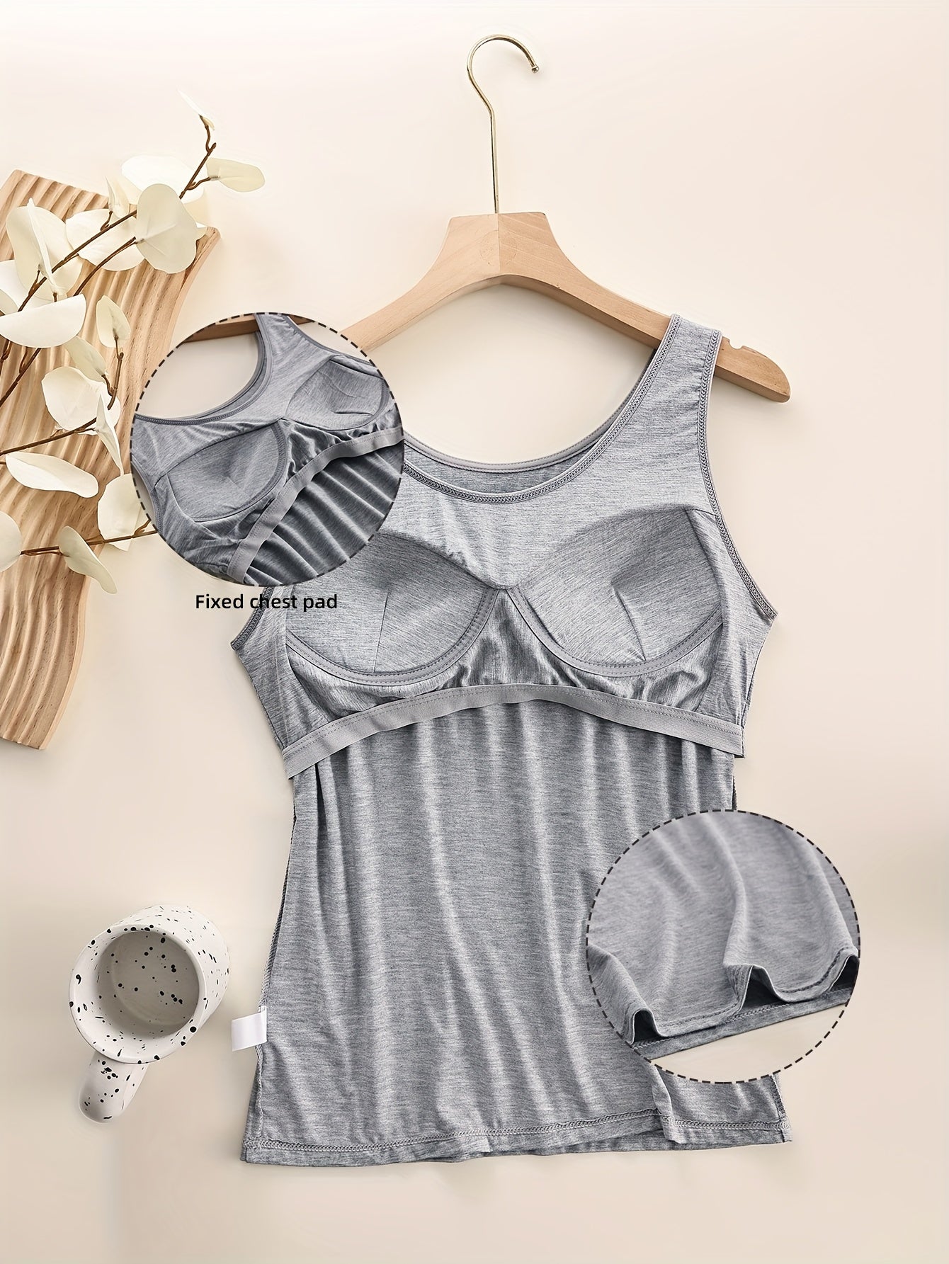 Women's Plus Size Seamless Breathable Tank Top with Built-In Bra