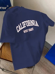 Qulay va yumshoq erkaklar uchun grafik Kaliforniya printli futbolka, zamonaviy uslub va oddiy moslik bilan.