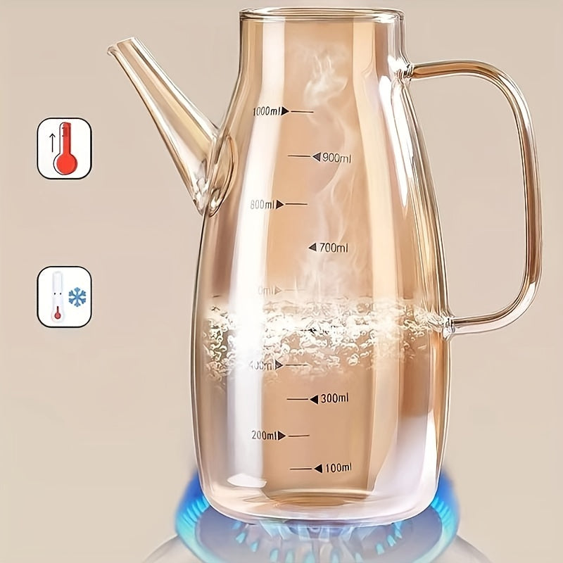 Надежный стеклянный диспенсер для масла объемом 20 унций с крышкой и ручкой из нержавеющей стали - без BPA, отлично подходит для оливкового масла, уксуса, приправ - идеально для кухни, барбекю, кемпинга, пикников