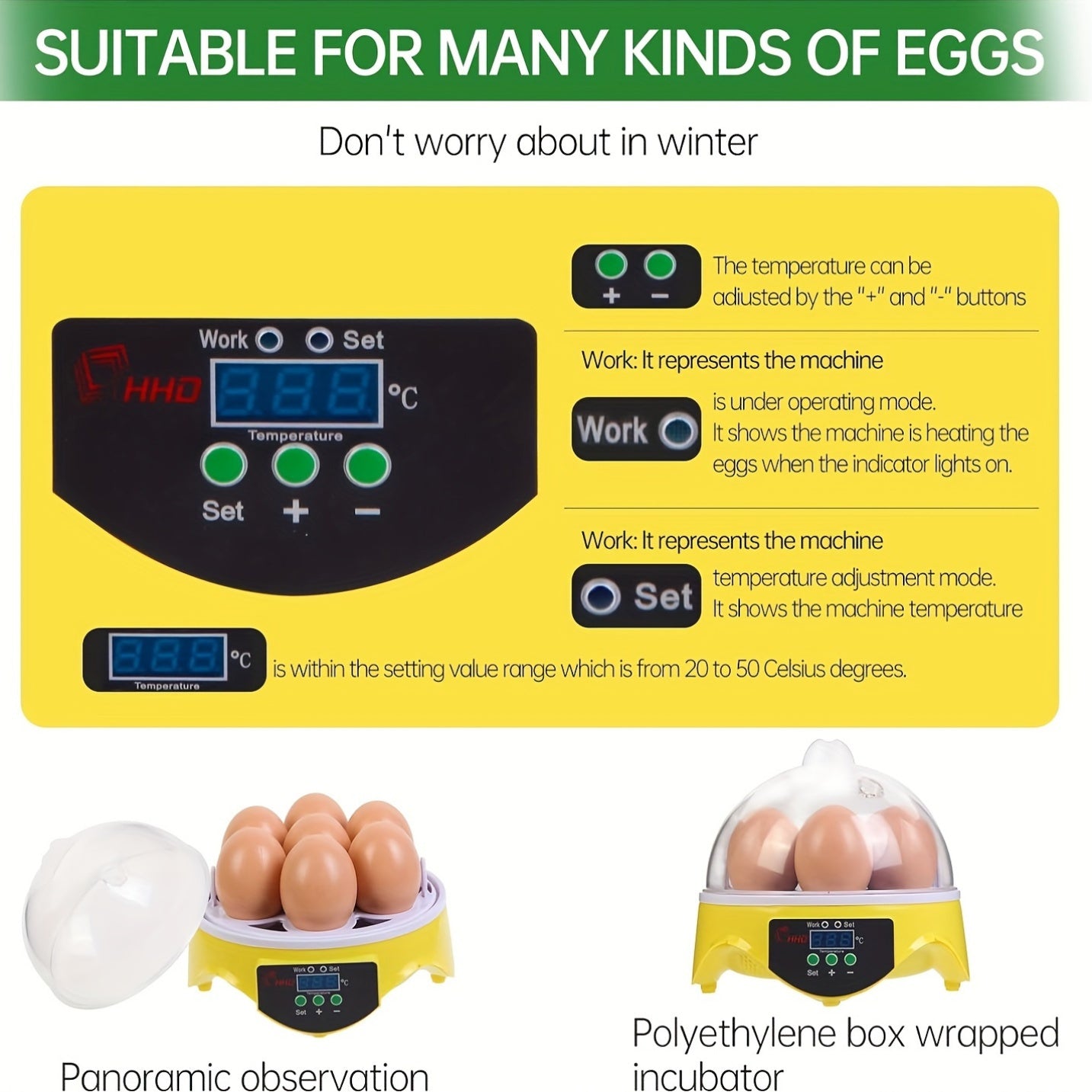 7-Piece Automatic Temperature Control Incubator 110V 220V European Plug