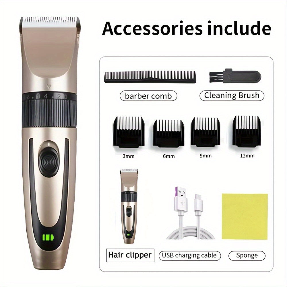 Cordless Hair Clippers for Men USB Rechargeable Low Noise High Power Hair Cutting Kit with Guide Combs